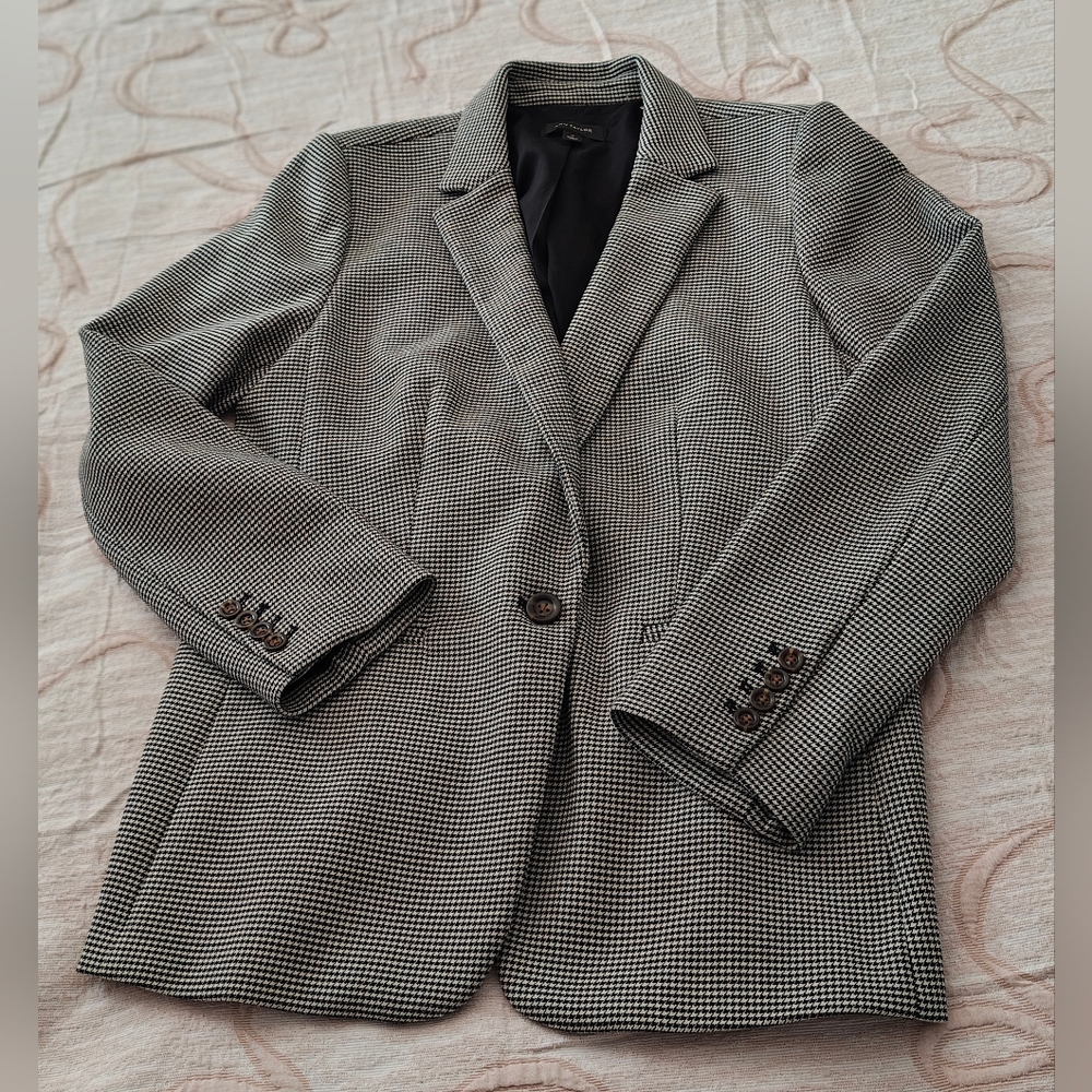 Ann Taylor Black and White Checkered Blazer